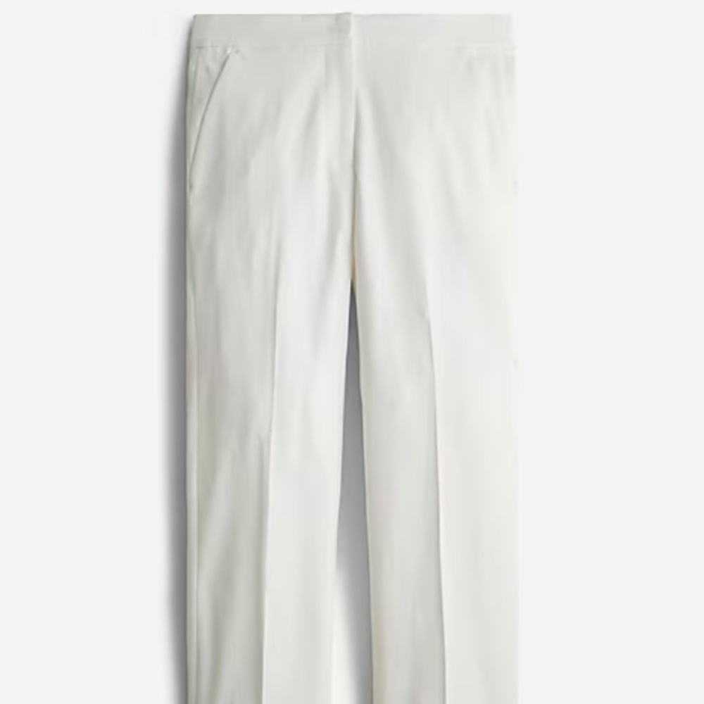 Petite Kate straight-leg pant in stretch linen size 0 in White